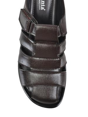 brown slip on leather floaters - 11398632 - Standard Image - 4