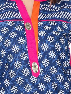 indigo printed cotton kurta - 11403362 - Standard Image - 4
