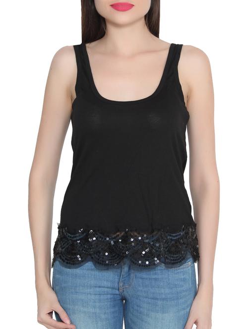 black color, viscose tank top - 11414679 - Standard Image - 1