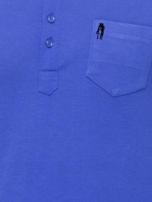 blue color, cotton henley t-shirt - 11422288 - Standard Image - 4