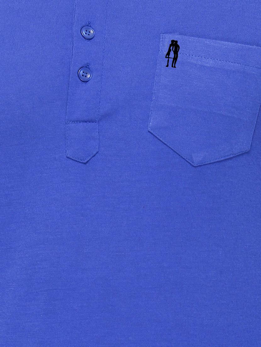 blue color, cotton henley t-shirt - 11422288 - Zoom Image - 4