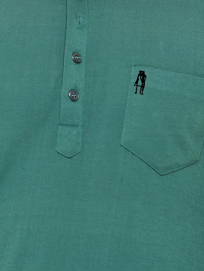 green color, cotton henley t-shirt - 11422292 - Zoom Image - 4