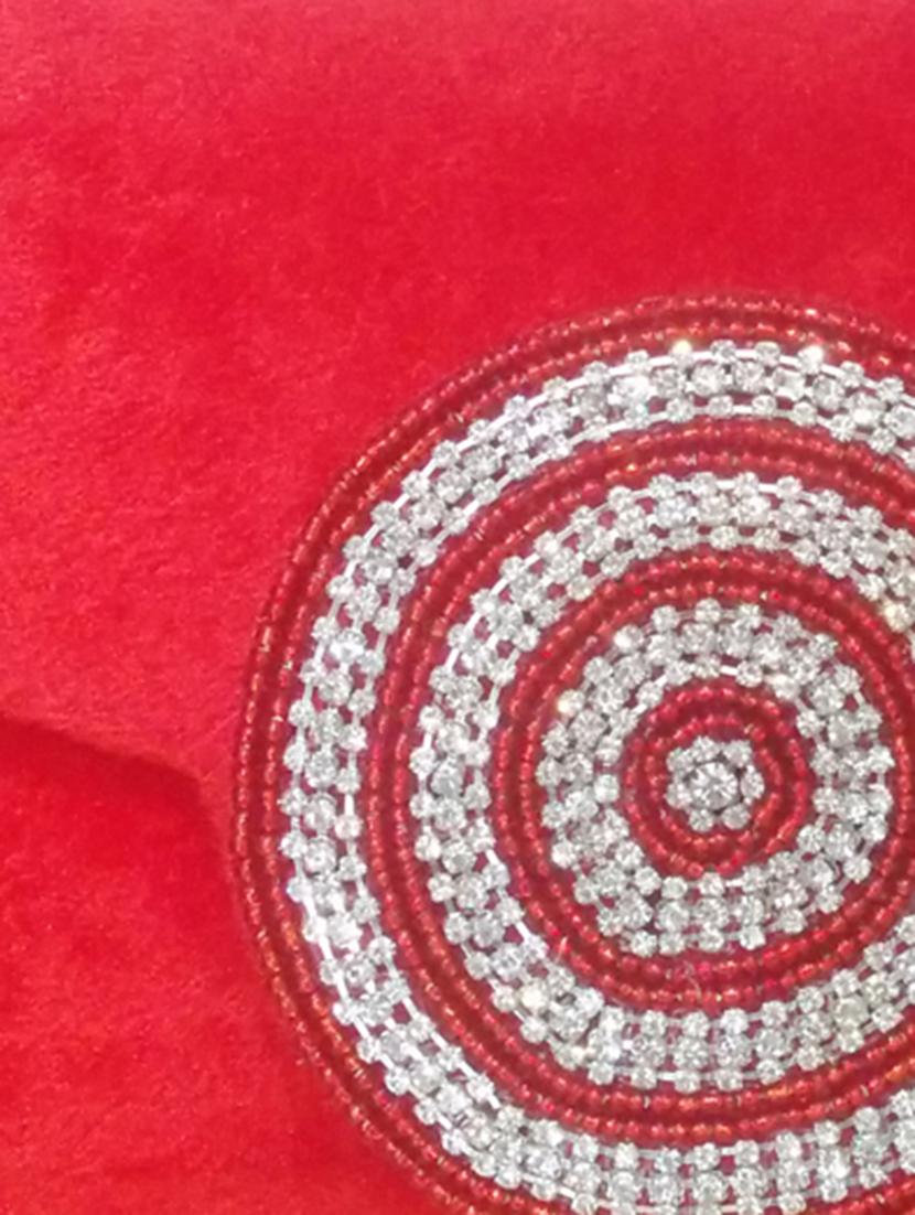 red embellished velvet clutch - 11432326 - Zoom Image - 4