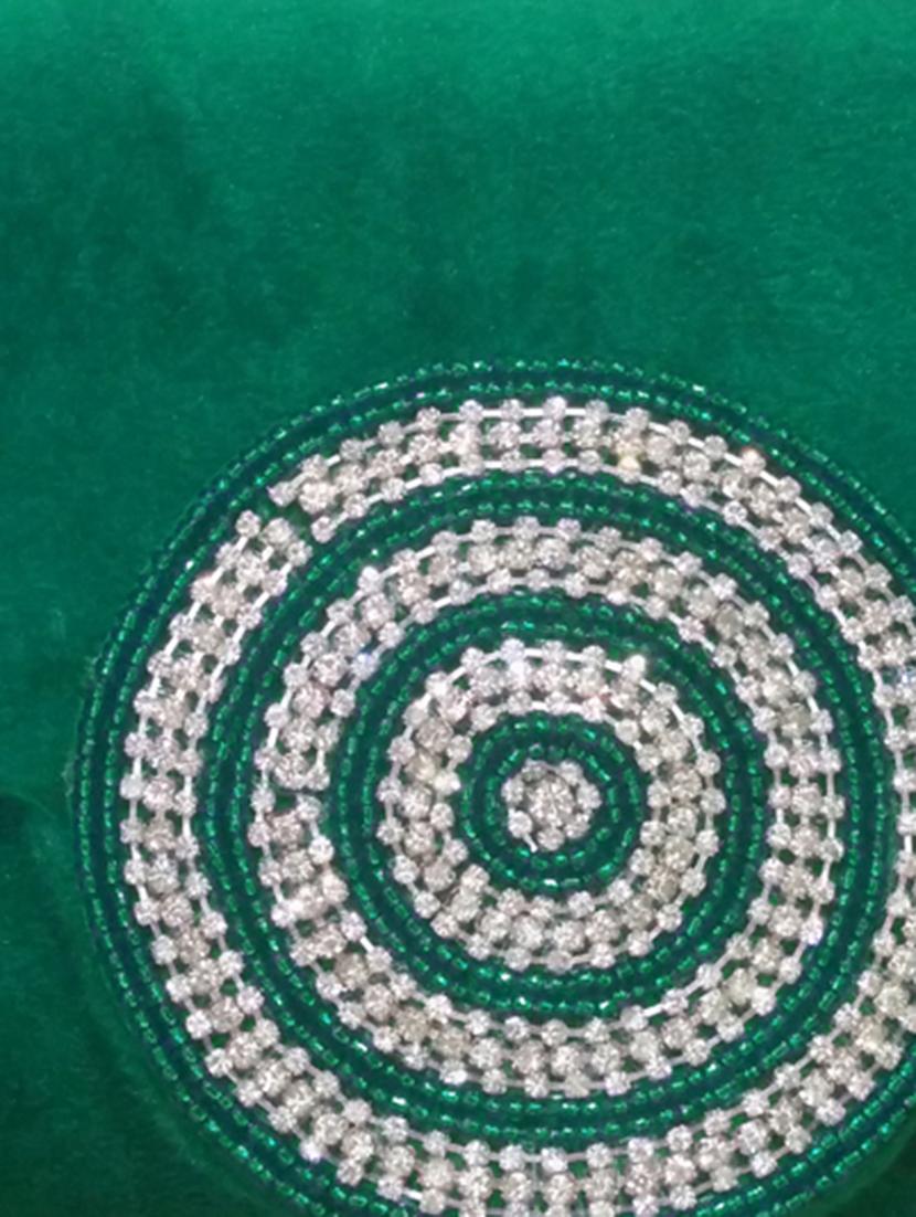 green embellished velvet clutch - 11432328 - Zoom Image - 4