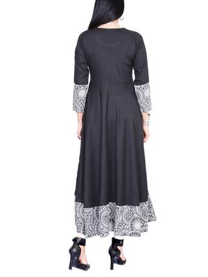 black rayon flared kurta - 11437198 - Standard Image - 4