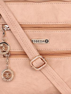 solid beige faux leather sling bag - 11438399 - Standard Image - 4