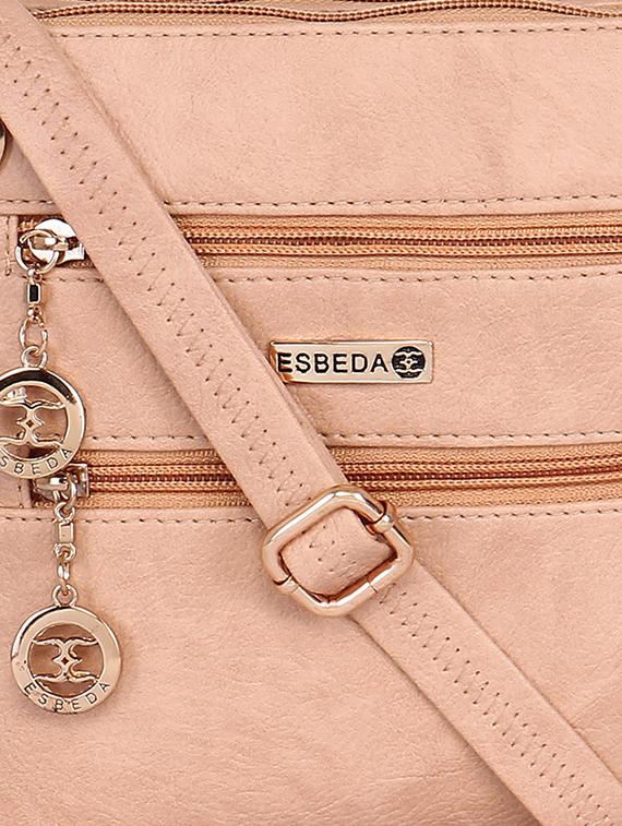 solid beige faux leather sling bag - 11438399 - Zoom Image - 4