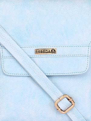 solid light blue faux leather sling bag - 11438403 - Standard Image - 4