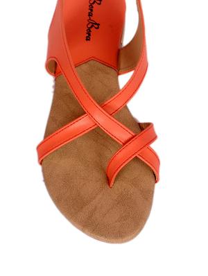 orange faux leather back strap sandal - 11438601 - Standard Image - 4