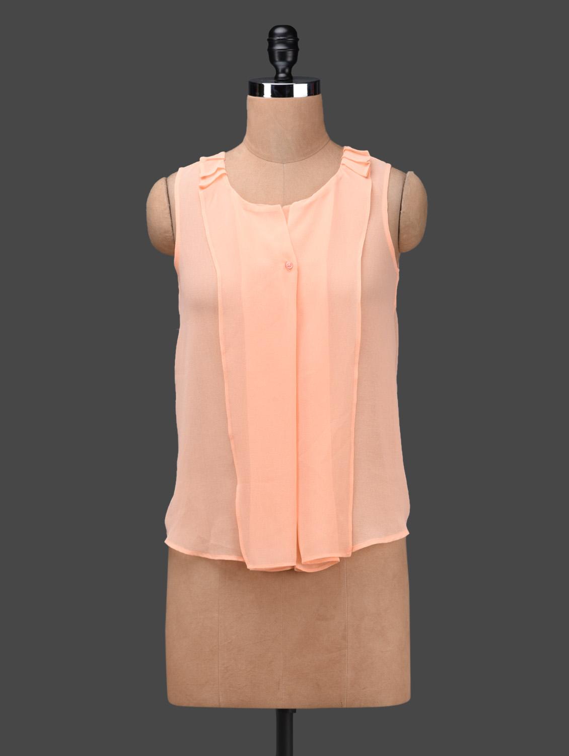 Peach Sleeveless Georgette Top - Ama Bella