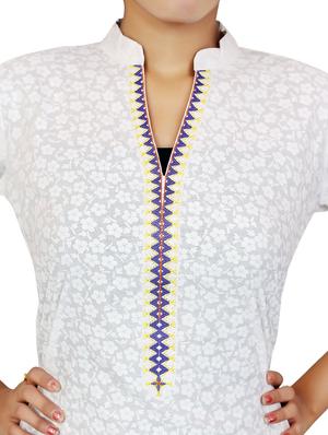 white cotton printed kurta - 11464984 - Standard Image - 4