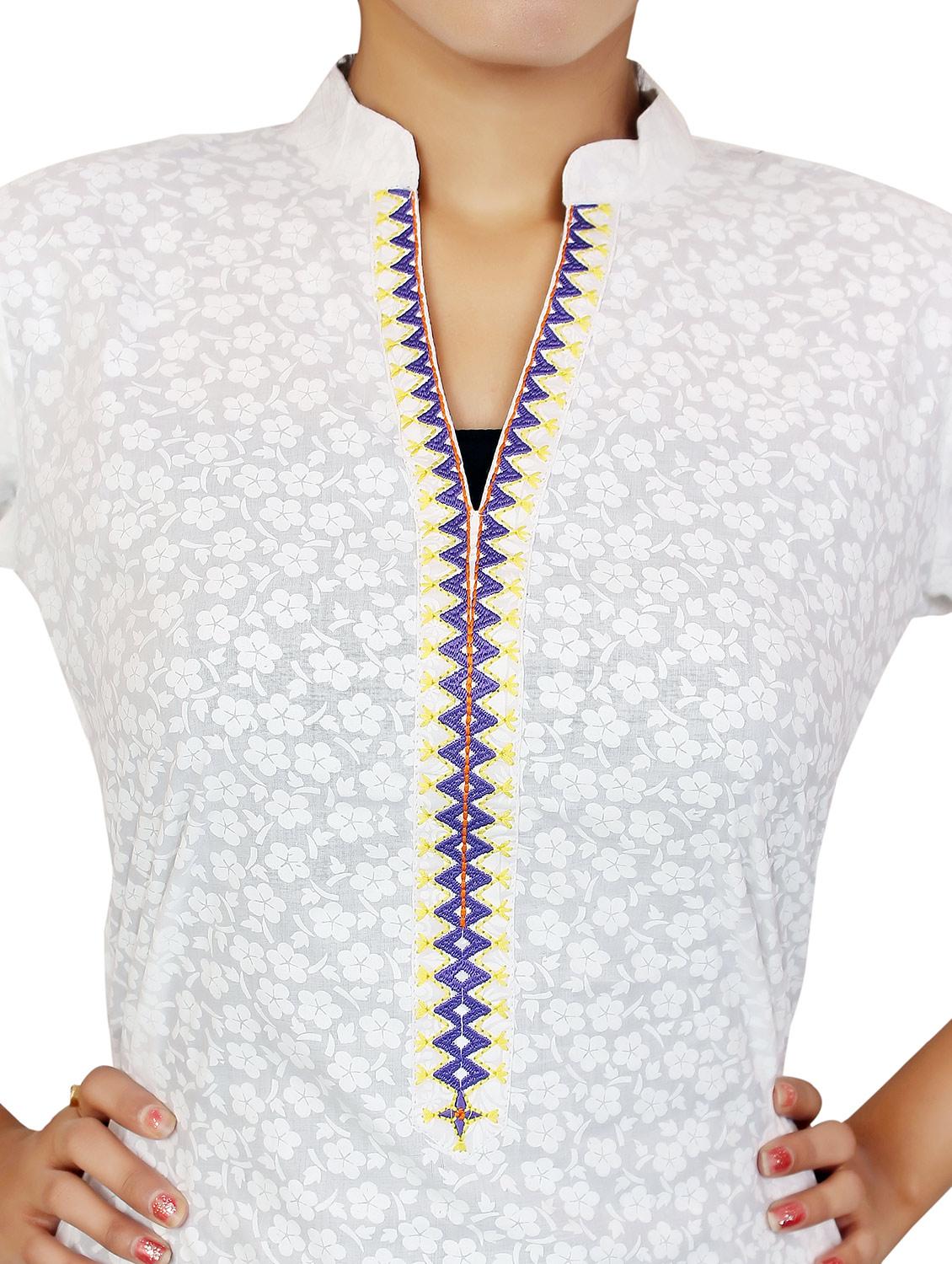 white cotton printed kurta - 11464984 - Zoom Image - 4