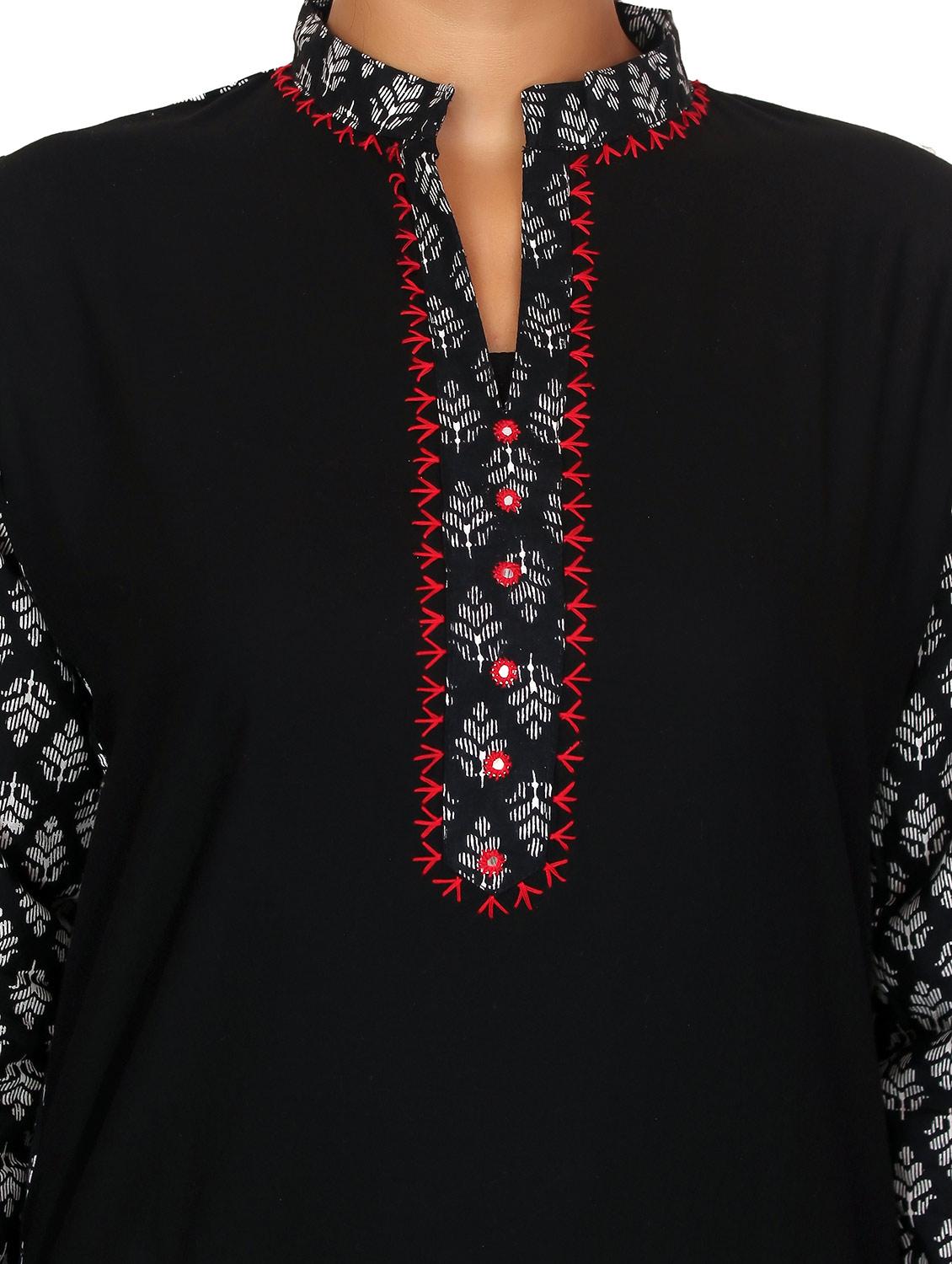black cotton kurta - 11465016 - Zoom Image - 4