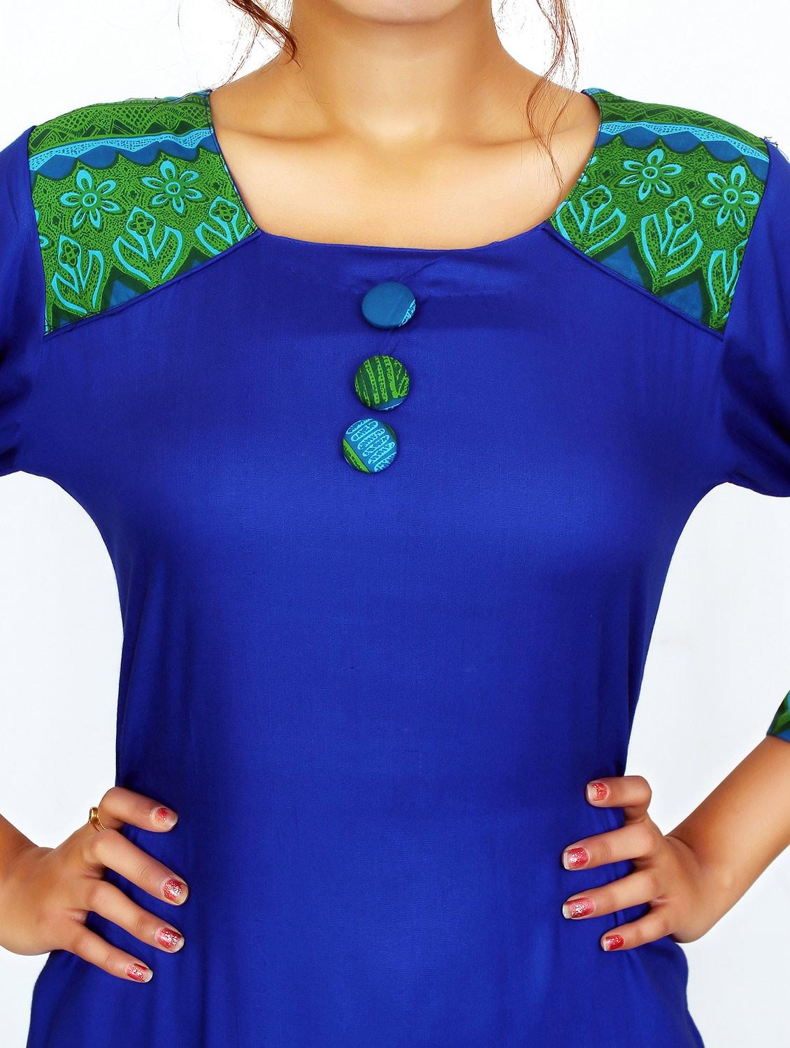 blue viscose kurta - 11465025 - Zoom Image - 4