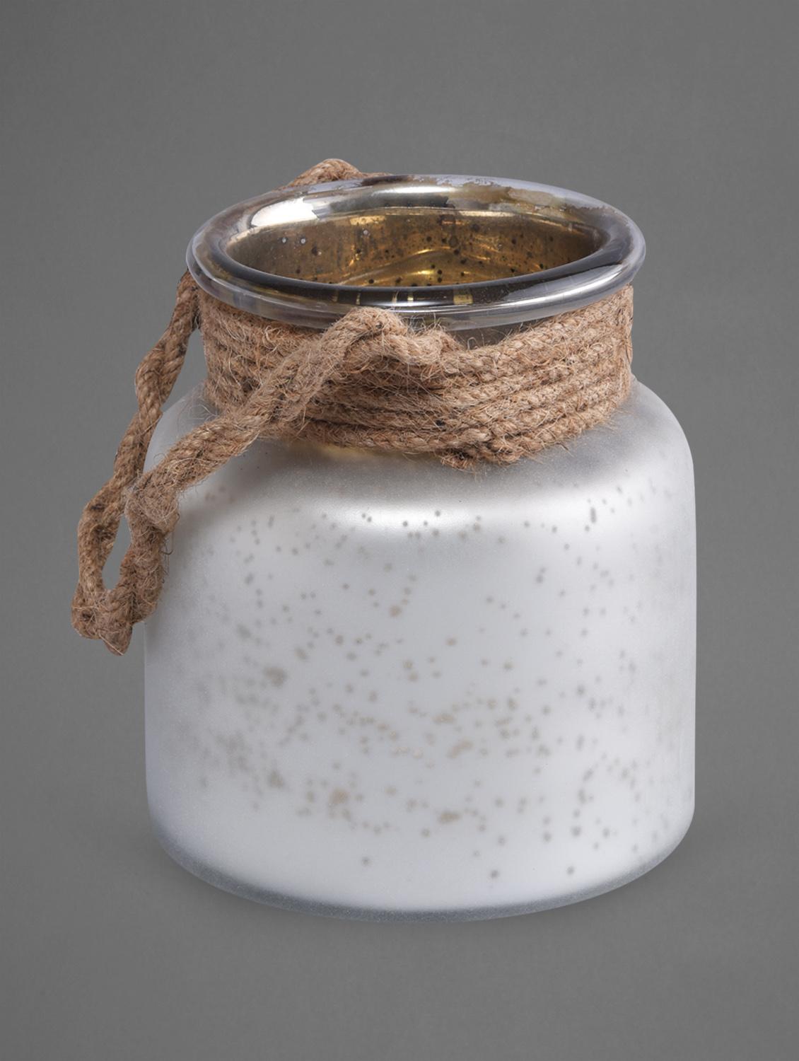 White Glass Hanging Candle Holder - Indian Reverie
