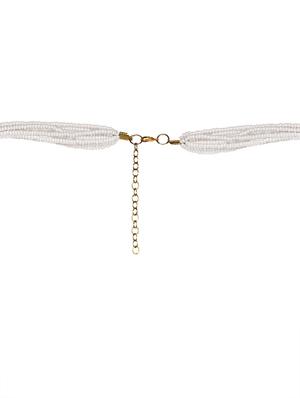 white & golden beaded multilayered neckpiece - 1148010 - Standard Image - 4