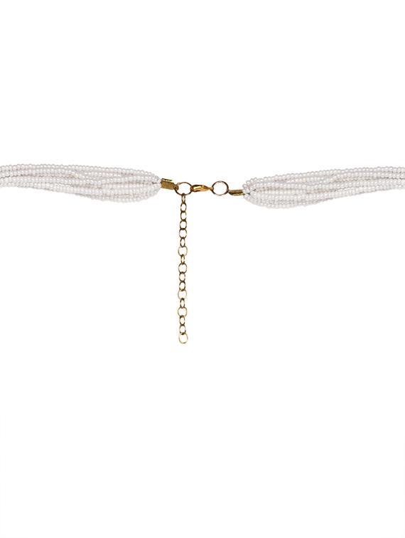 white & golden beaded multilayered neckpiece - 1148010 - Zoom Image - 4