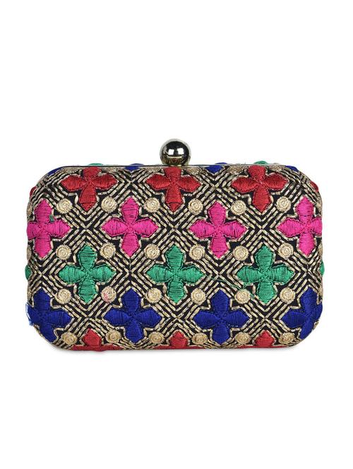 multi colour resham embroidered box clutch - 1148657 - Very Small Image - 1