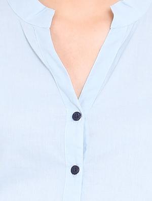 powder blue mandarin collar shirt - 1149069 - Standard Image - 4
