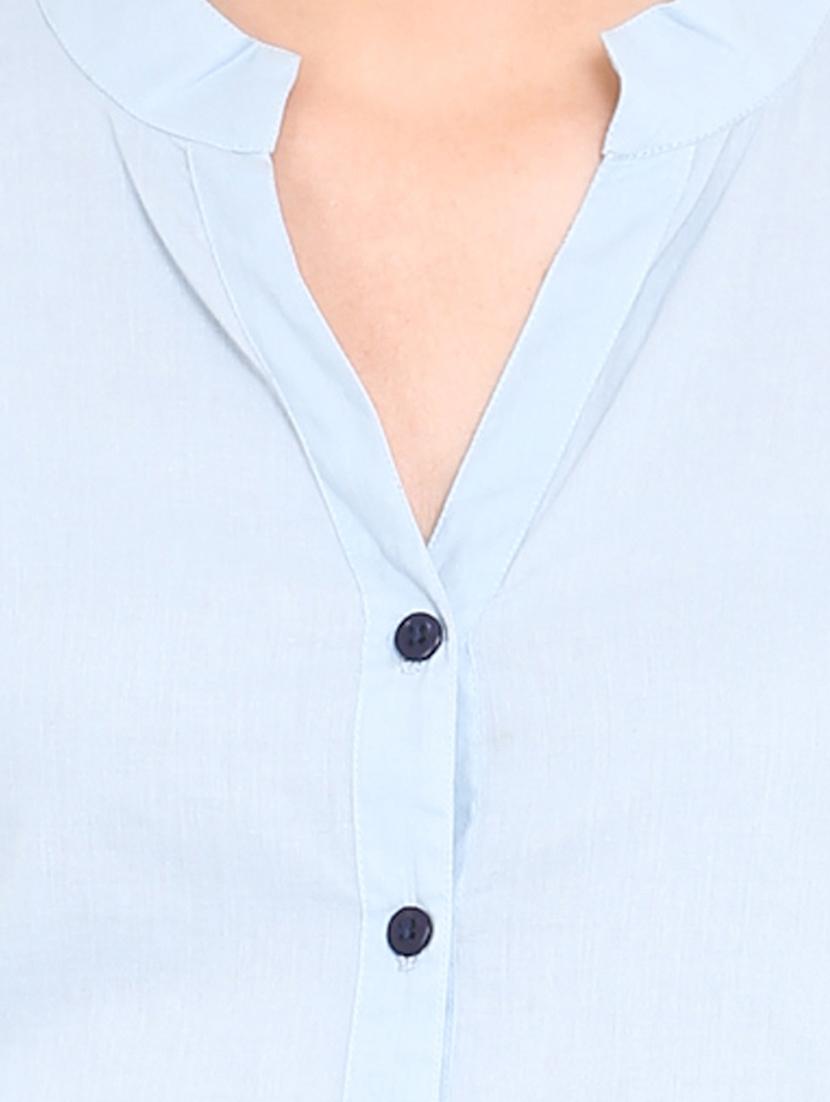 powder blue mandarin collar shirt - 1149069 - Zoom Image - 4