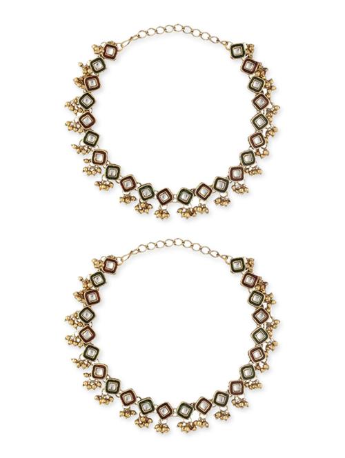 gold brass anklets and payal - 11495457 - Very Small Image - 1