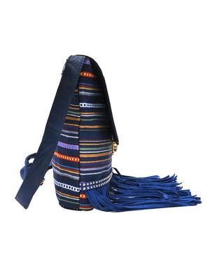 blue leatherette striped sling bag - 11508220 - Standard Image - 4