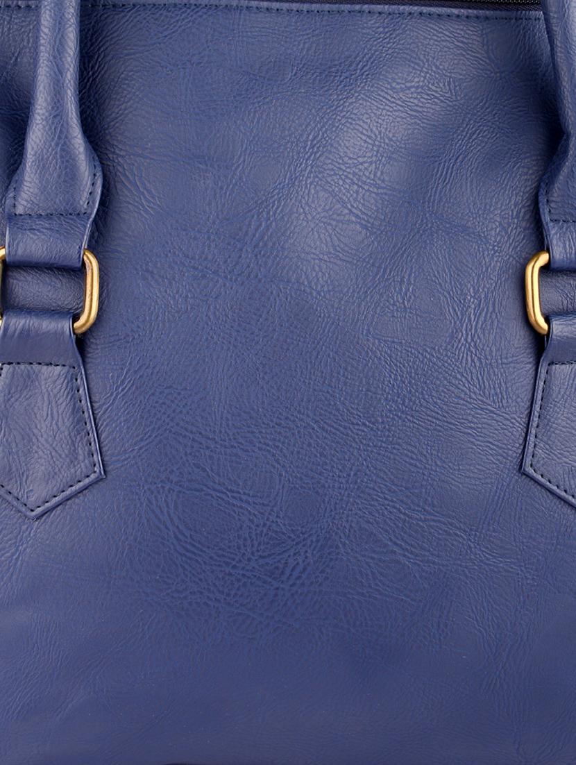 solid navy blue leatherette handbag - 11512617 - Zoom Image - 4
