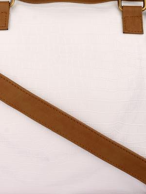 white and brown leatherette handbag - 11512620 - Standard Image - 4