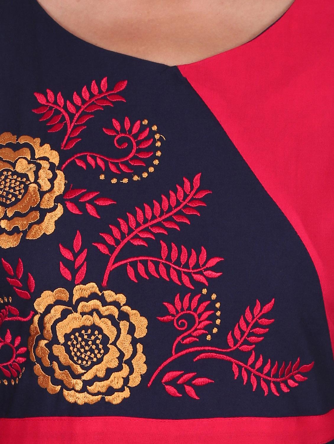 blue rayon embroidered kurta - 11524240 - Zoom Image - 4