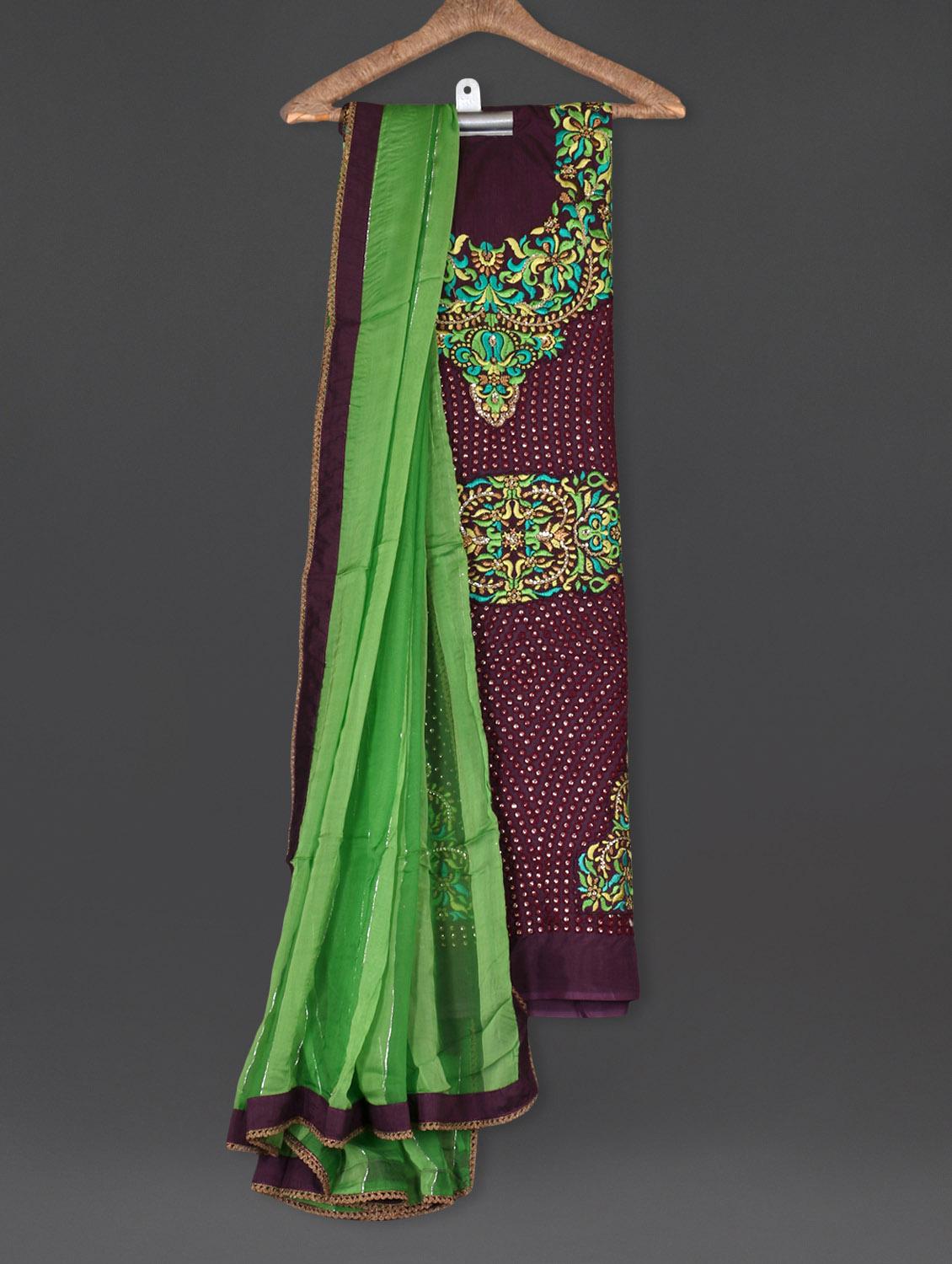 Embroidered Plum Purple Crepe Silk Suit Set - Sarees Bazaar