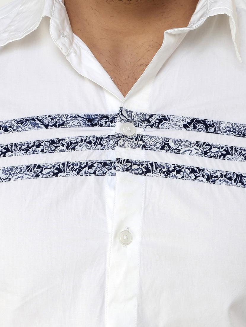 white printed cotton casual shirt - 11536279 - Zoom Image - 4