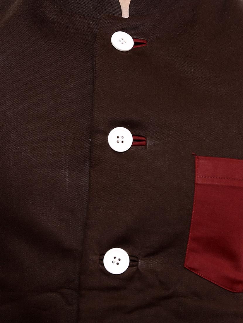 brown cotton nehru jacket - 11536388 - Zoom Image - 4