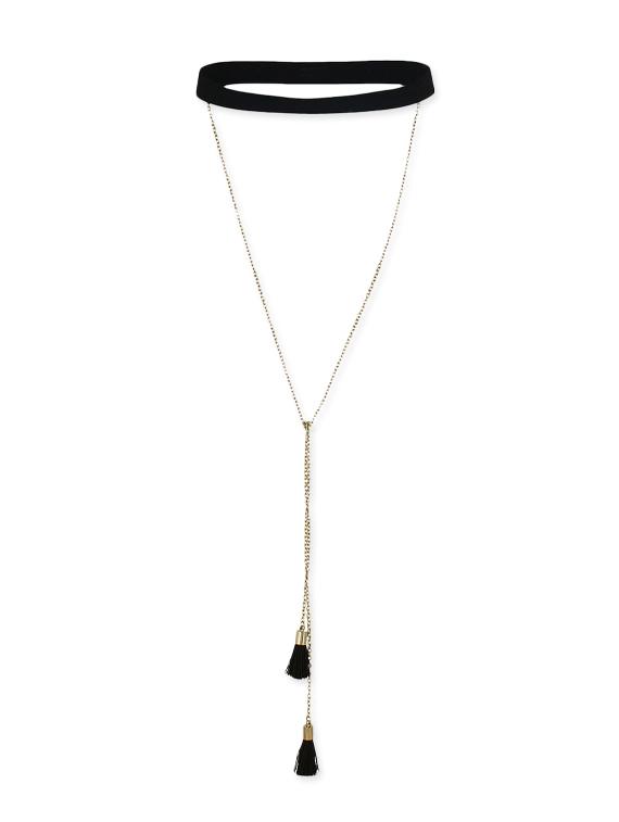 Black Metal Choker Necklace - By
