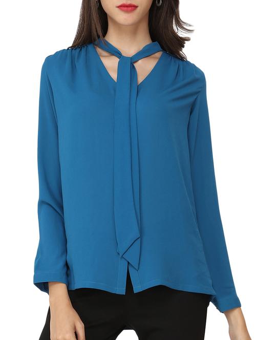 blue georgette regular top - 11545669 - Standard Image - 1