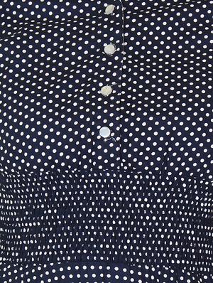 navy blue cotton polka dots printed anarkali - 11588705 - Standard Image - 4