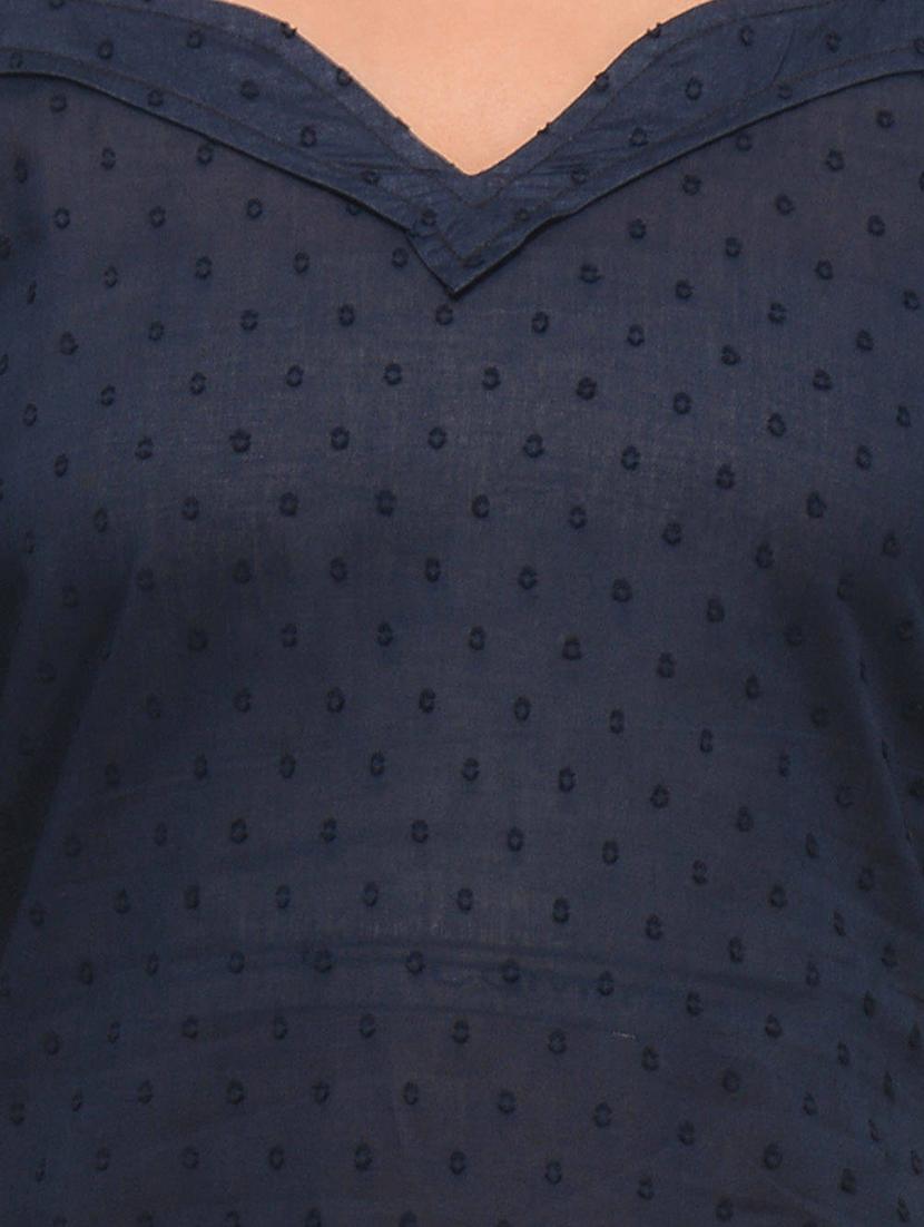 blue cotton straight kurti - 11588783 - Zoom Image - 4