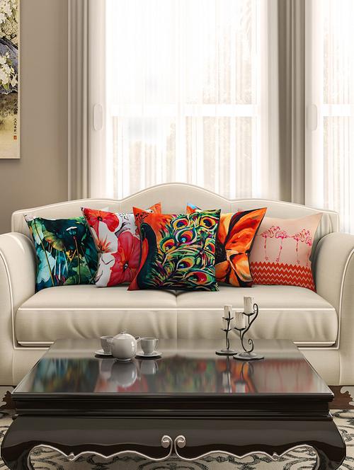 multicoloued cotton printed cushion cover (set of 5) - 11599551 - Standard Image - 1