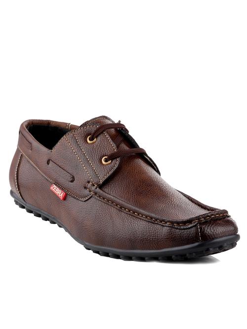 tan leatherette lace up boatshoes - 11670998 - Very Small Image - 1
