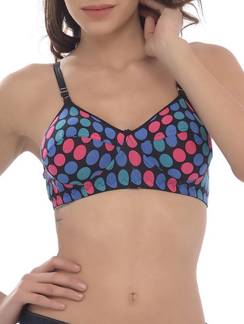 blue printed cotton regular bra - 11672213 - Standard Image - 1