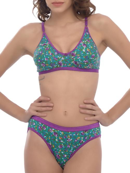 blue cotton bra and panty set - 11672246 - Standard Image - 1