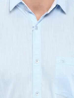 blue solid casual shirt - 11726436 - Standard Image - 4