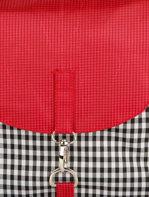 red leatherette check printed sling bag - 11734883 - Standard Image - 4