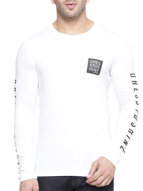 white cotton printed sleeve t-shirt - 11734959 - Standard Image - 1