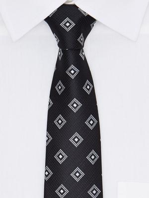 Black textured microfibre neck tie - 11740202 - Standard Image - 4