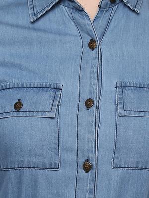 solid light blue denim dress - 11741497 - Standard Image - 4