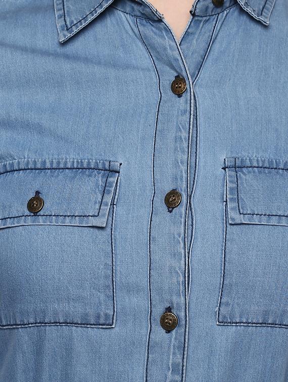 solid light blue denim dress - 11741497 - Zoom Image - 4