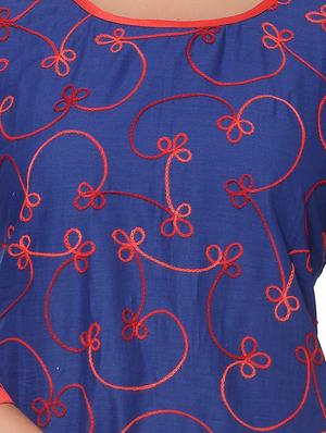 blue cotton aline kurta - 11766930 - Standard Image - 4