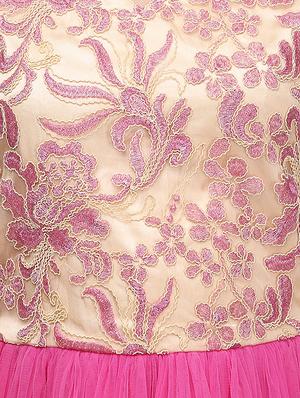 lace detail gathered flared dress - 11774854 - Standard Image - 4