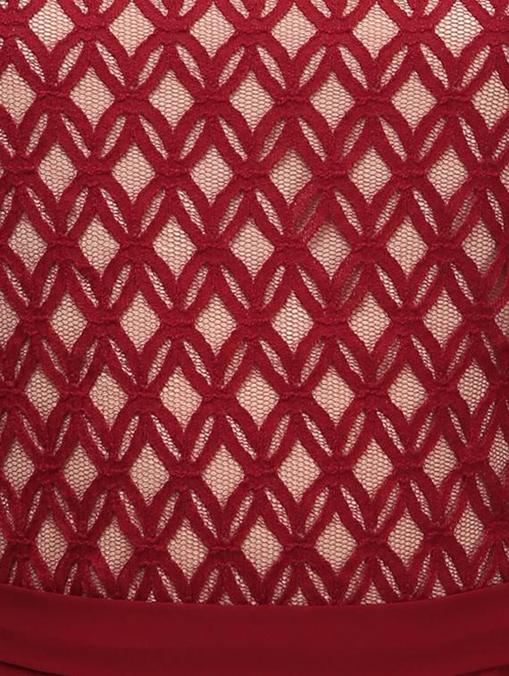 lace panel pleat detail maxi dress - 11774903 - Zoom Image - 4