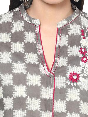 grey kurta & plazzo set - 11785158 - Standard Image - 4